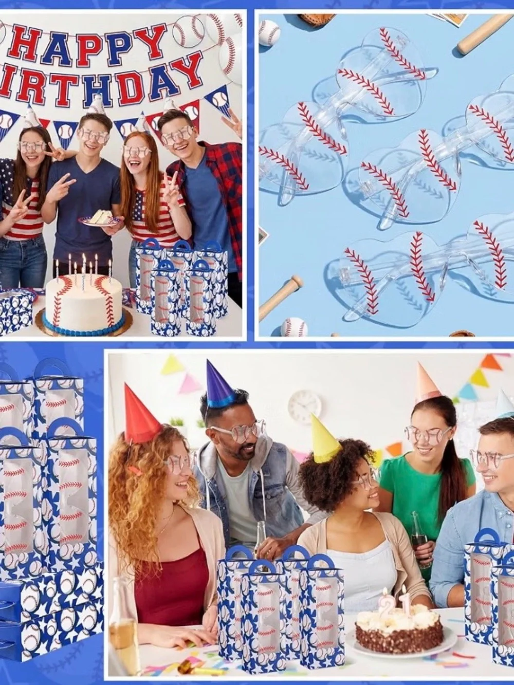 32 Piece Baseball Party Favor set with Sunglasses & Party Boxes - 2 Sets (64pcs)